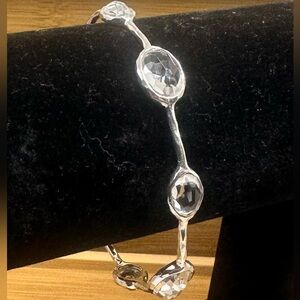 IPPOLITA 925 Sterling Silver Rock Candy Clear Quartz 8-Station Bracelet Bangle